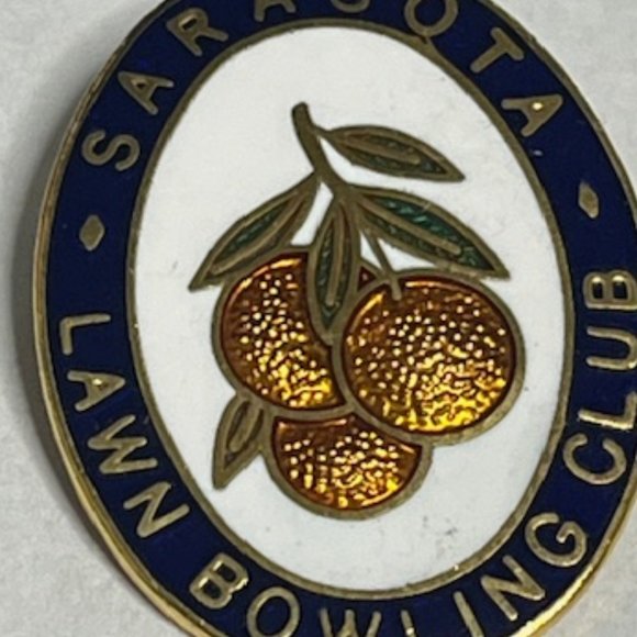 Sarasota Lawn Bowling Club Enamel Lapel Hat Clothes Pin .8"x1.25" - Picture 2 of 7